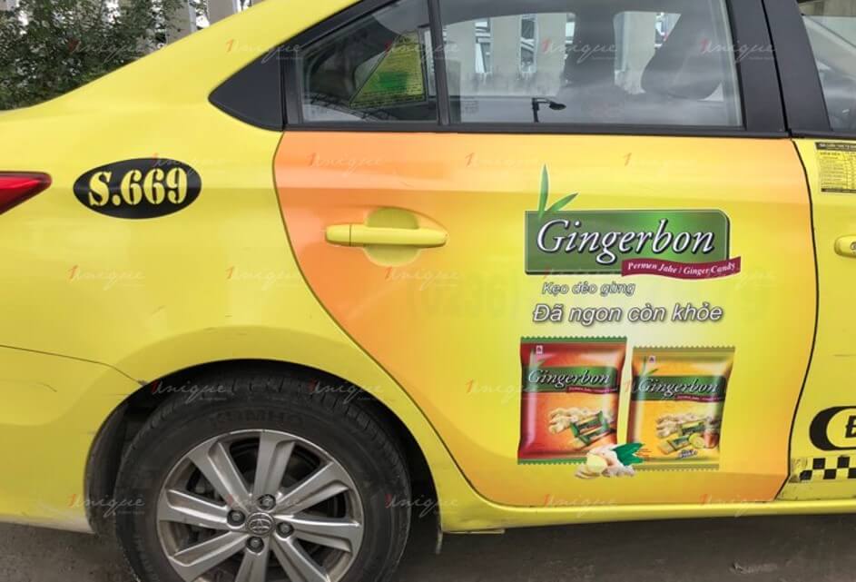 quảng cáo trên taxi tiên sa